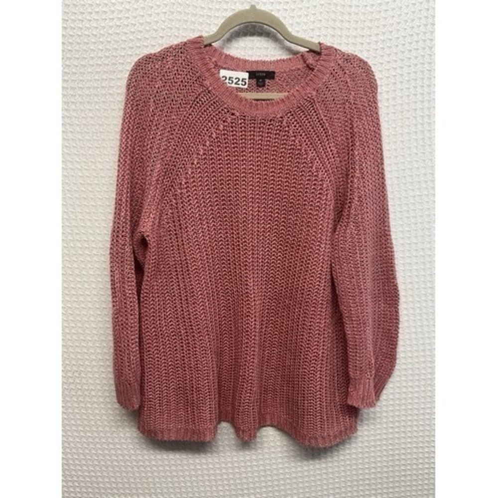 NWOT J. Crew Relaxed Fit Dusty Rose/Pin OpenKnit RoundNeck Sweater Women M China